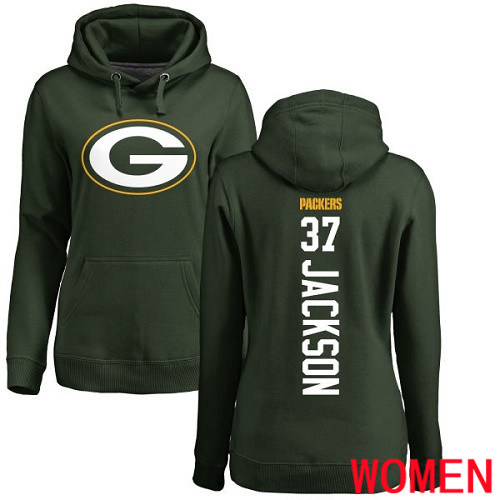 Green Bay Packers Green Women #37 Jackson Josh Backer Nike NFL Pullover Hoodie Sweatshirts